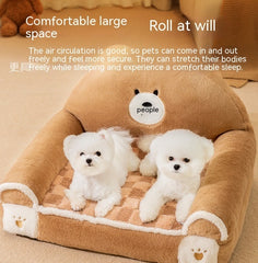 Small And Medium-sized Dogs Teddy Bichon Winter Warm Dehaired Angora Dog Bed - Fluffy Peach
