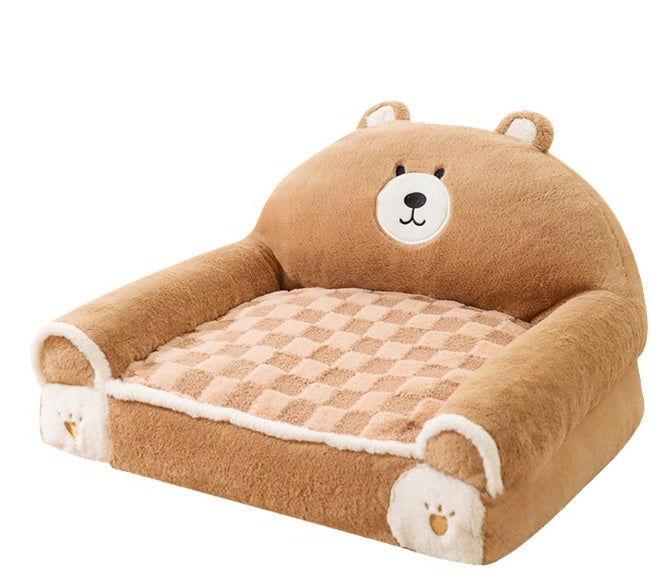 Small And Medium-sized Dogs Teddy Bichon Winter Warm Dehaired Angora Dog Bed - Fluffy Peach