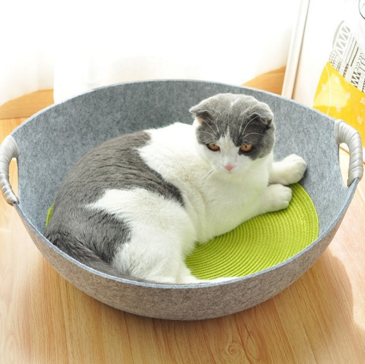 Pet Perch Cat Scratcher Bed House - Fluffy Peach