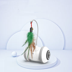 Interactive Cat Toy With Interchangeable Heads  Pet Feather Toys - Fluffy Peach