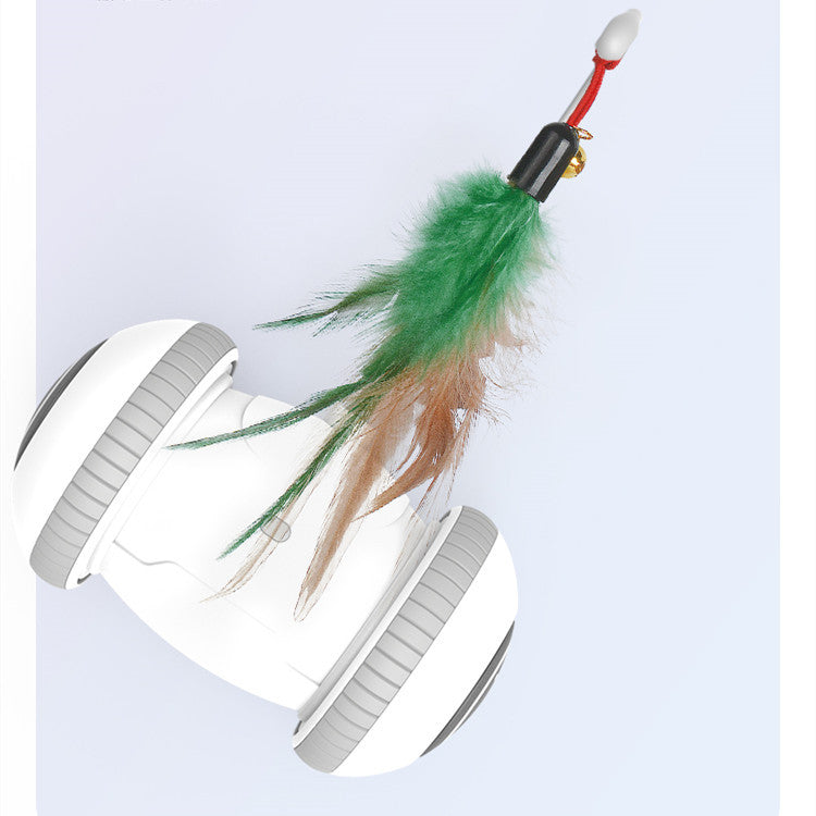 Interactive Cat Toy With Interchangeable Heads  Pet Feather Toys - Fluffy Peach