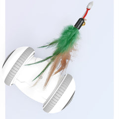 Interactive Cat Toy With Interchangeable Heads  Pet Feather Toys - Fluffy Peach