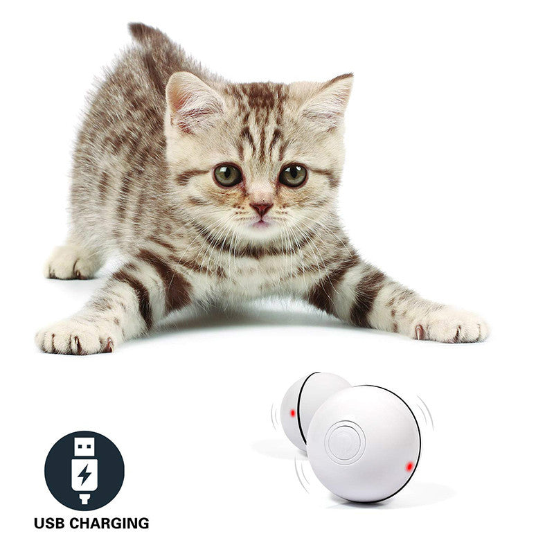 LED Laser Electronic Rolling Pet Funny Cat Toy Ball - Fluffy Peach