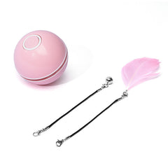 LED Laser Electronic Rolling Pet Funny Cat Toy Ball - Fluffy Peach