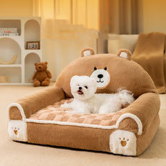 Small And Medium-sized Dogs Teddy Bichon Winter Warm Dehaired Angora Dog Bed - Fluffy Peach