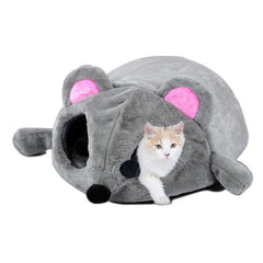 Windproof Warm Cartoon Cats Dogs kennels - Fluffy Peach