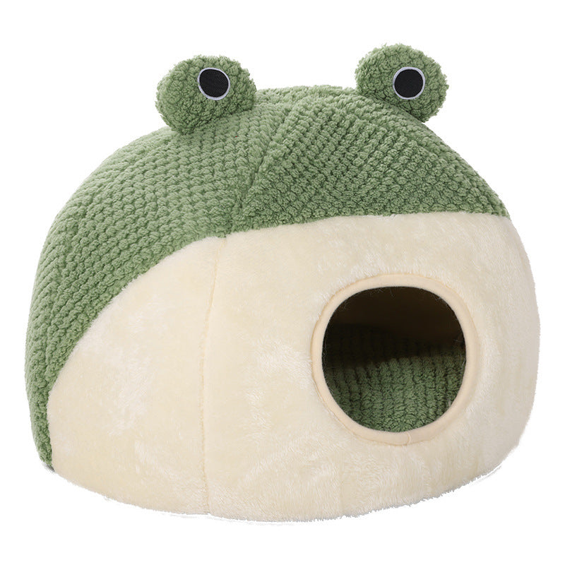 Cat Nest Little Frog Series Warm Plush Mat - Fluffy Peach