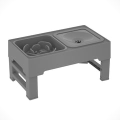 Dog Double Bowls Stainless Stand Adjustable Height Pets Feeding Dish Bowl - Fluffy Peach