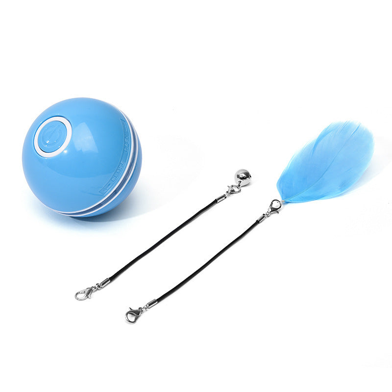 LED Laser Electronic Rolling Pet Funny Cat Toy Ball - Fluffy Peach