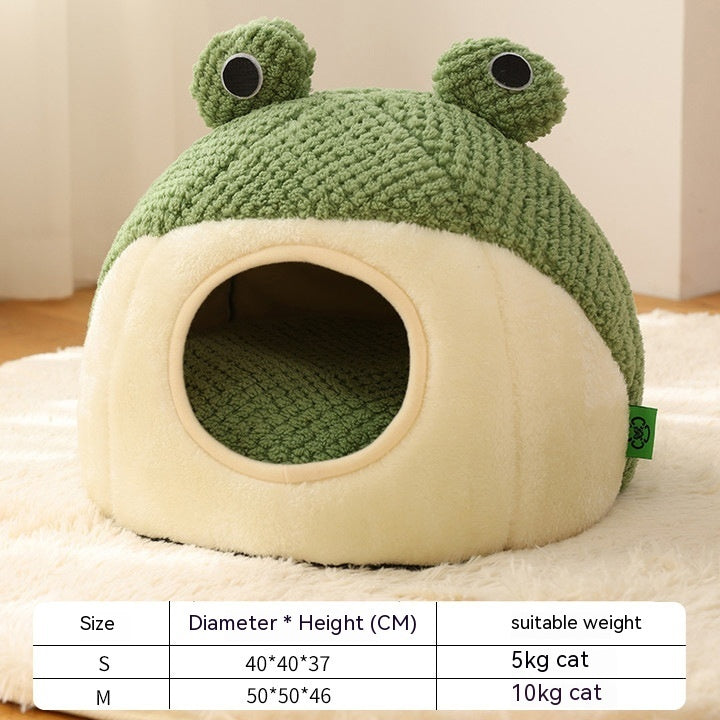 Cat Nest Little Frog Series Warm Plush Mat - Fluffy Peach