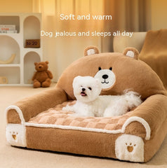 Small And Medium-sized Dogs Teddy Bichon Winter Warm Dehaired Angora Dog Bed - Fluffy Peach