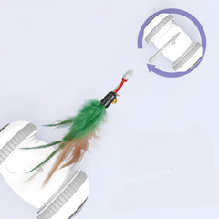 Interactive Cat Toy With Interchangeable Heads  Pet Feather Toys - Fluffy Peach