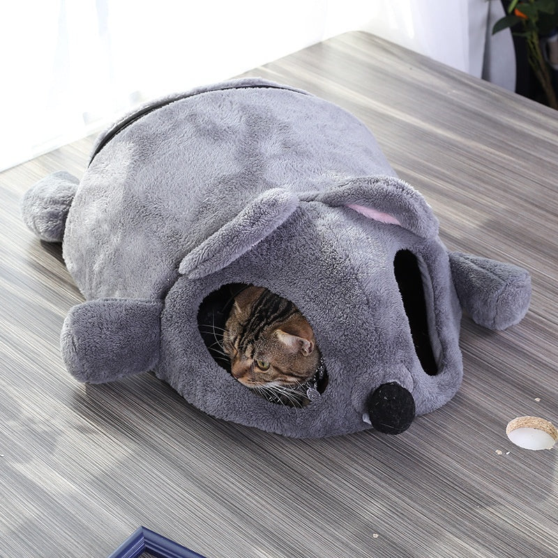Windproof Warm Cartoon Cats Dogs kennels - Fluffy Peach