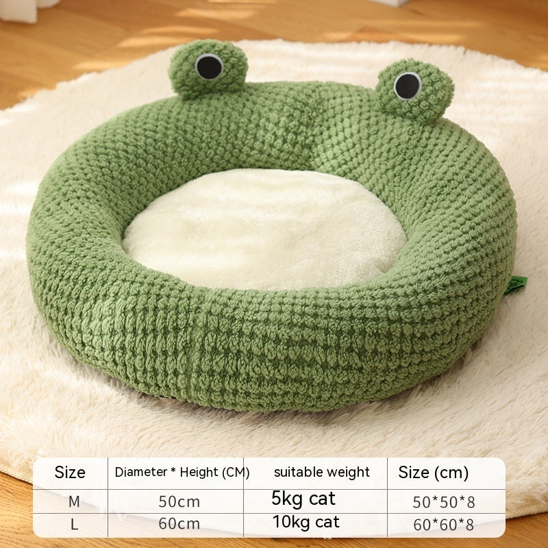 Cat Nest Little Frog Series Warm Plush Mat - Fluffy Peach