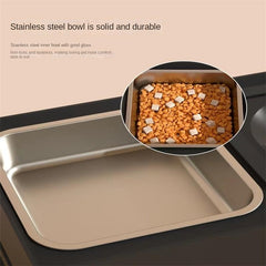 Dog Double Bowls Stainless Stand Adjustable Height Pets Feeding Dish Bowl - Fluffy Peach