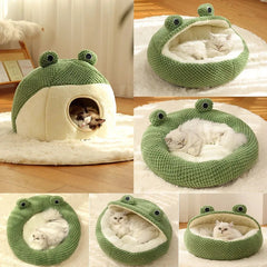 Cat Nest Little Frog Series Warm Plush Mat - Fluffy Peach
