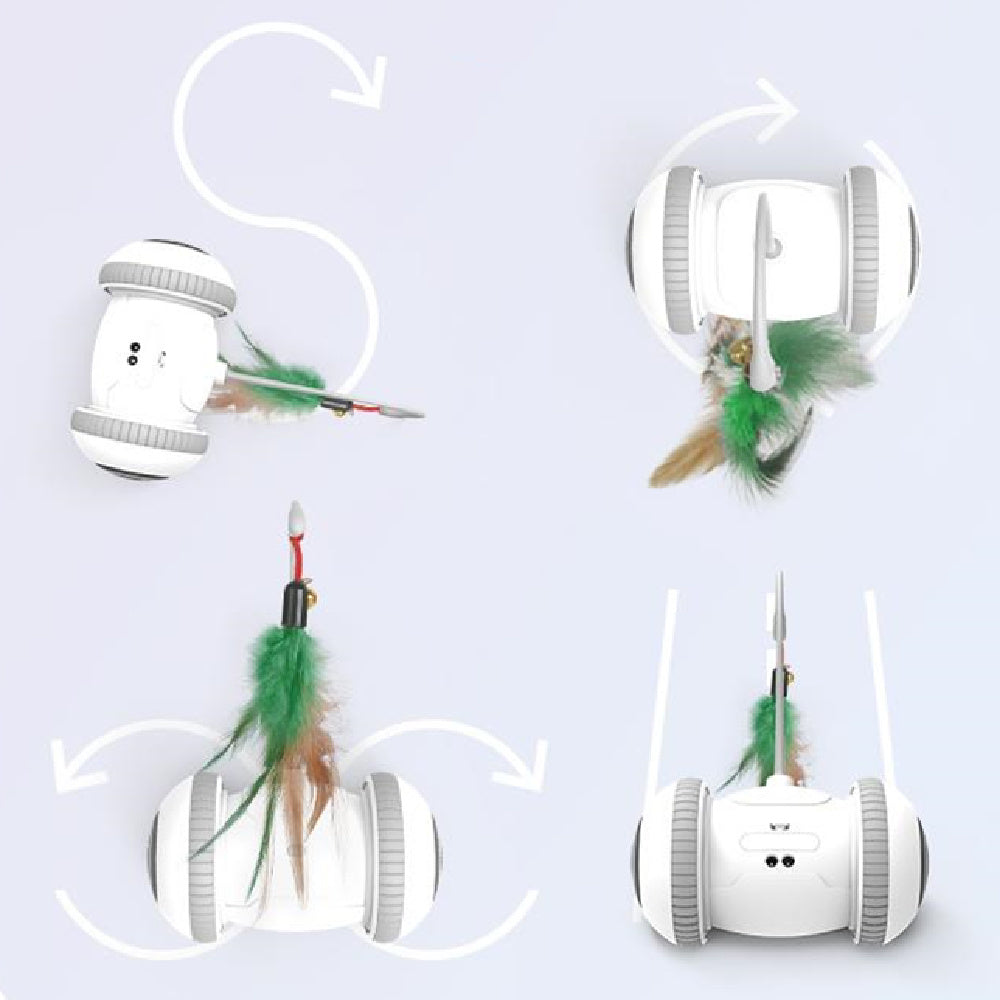 Interactive Cat Toy With Interchangeable Heads  Pet Feather Toys - Fluffy Peach