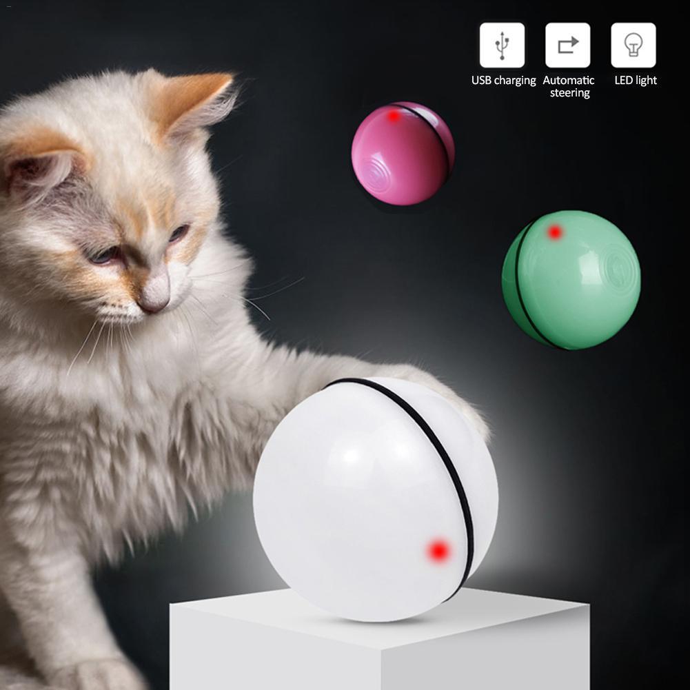 LED Laser Electronic Rolling Pet Funny Cat Toy Ball - Fluffy Peach
